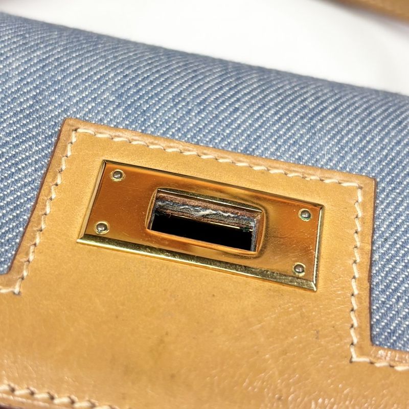 Hermes 2WAY Ladies Outer Stitch Kelly 32 Handbag Shoulder Bag Denim Hermes 00Z