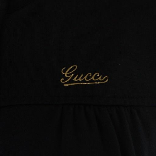 Gucci Jersey Zip Up Long Sleeve Logo Gathered Lined XS Black 226422 X9823 Women