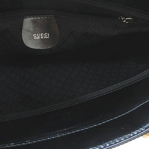 Gucci Tote Bag 000 1998 0540 Bamboo Bag Handbag Black Blackish Canvas Leather