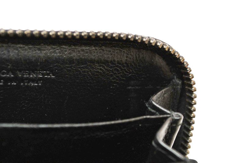 Bottega Veneta Coin Case Bottega Veneta Mini Wallet Intrecciato Leather Black