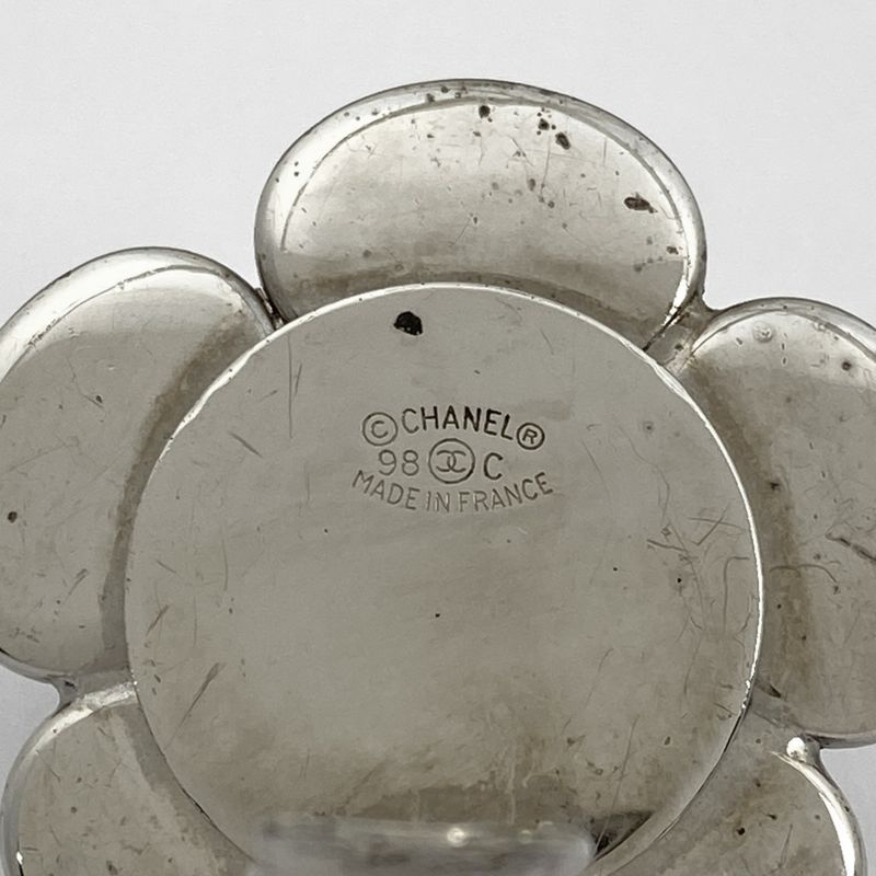 Chanel Design Earrings Flower Earrings Silver Plated Silver White Ladies