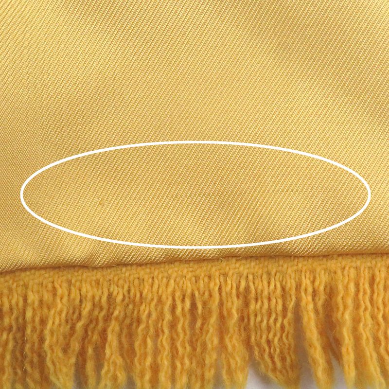 Hermes Silk Angora Deer Allover Fringe Shawl Scarf Shawl Yellow Made In France