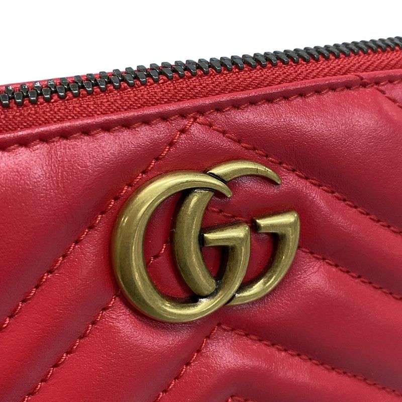 Gucci Handbag Beautiful GG Marmont 739166 Red Quilted Leather