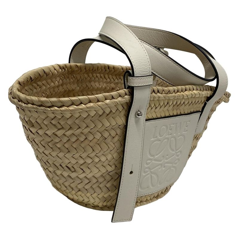 Loewe Tote Bag Basket Small Beige×white Basket Bag Leather