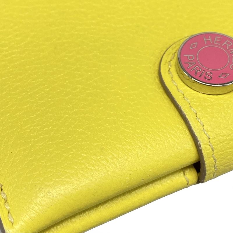 Hermes Card Case RMS Yellow X Pink Silver Hardware