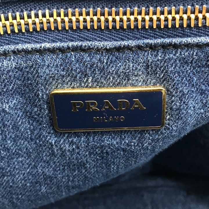 Prada Canapa 2-Way Shoulder Tote Hand Denim Blue