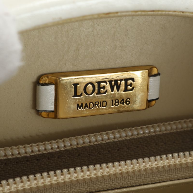 Vintage Loewe Anagram Leather 2WAY Shoulder Bag Crossbody Hand Tote Gold