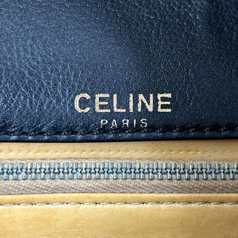 Vintage Celine Chain Leather Shoulder Bag Crossbody Hand Tote Black Women's RRM