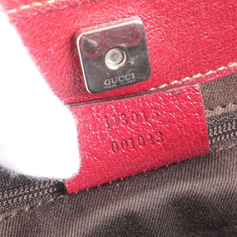 Gucci GG Canvas Leather Tote Bag Shoulder Hand 113015 Silver Hardware Genuine