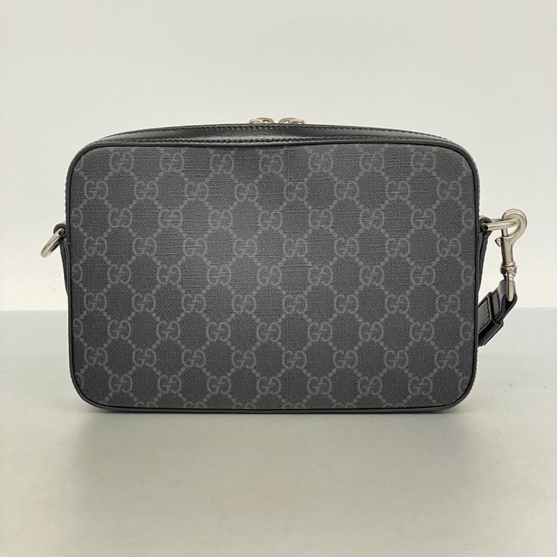 Gucci Clutch Bag GG Supreme 703468 PVC Black Silver Hardware 2way Bag Men's