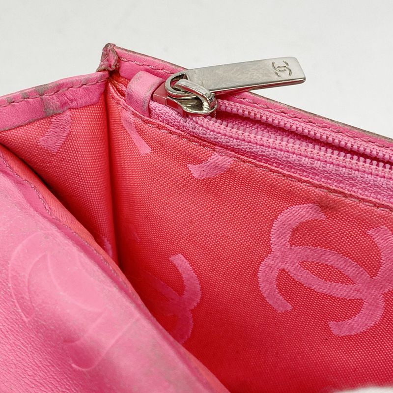 Chanel Long Wallet Cambon Lambskin Black Silver Hardware Women