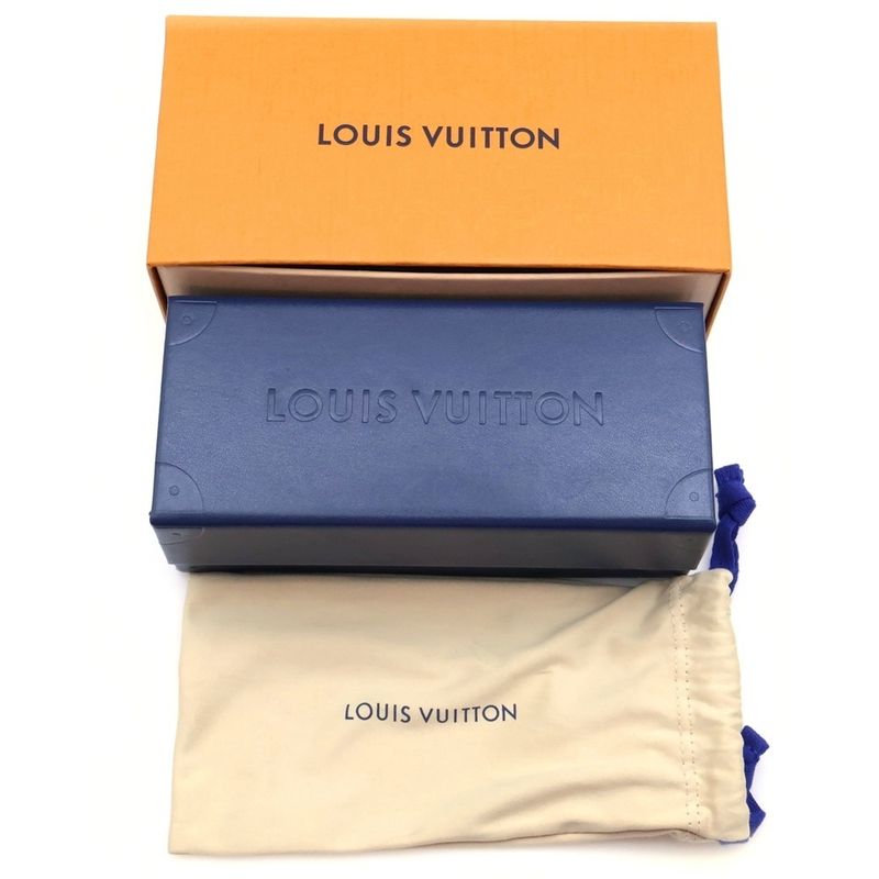 Louis Vuitton My Monogram Round Sunglasses Black X Blue #52□19 Z1526e Gold