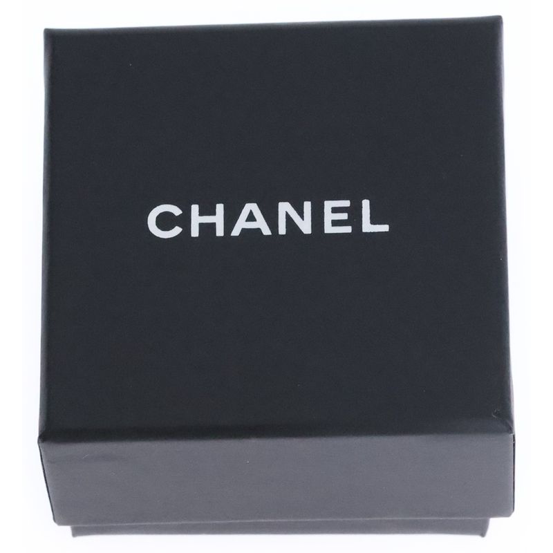 Chanel Coco Mark Rhinestone Earrings Black And Gold Ab8297