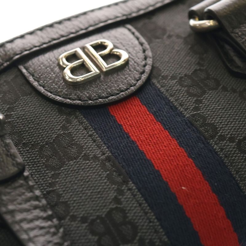 Balenciaga X Gucci The Hacker Project BB Logo Plate Canvas Sherry Line Leather