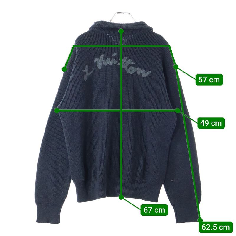 Louis Vuitton 22SS Signature Logo Embroidered Wool Half-zip Knit Sweater Black