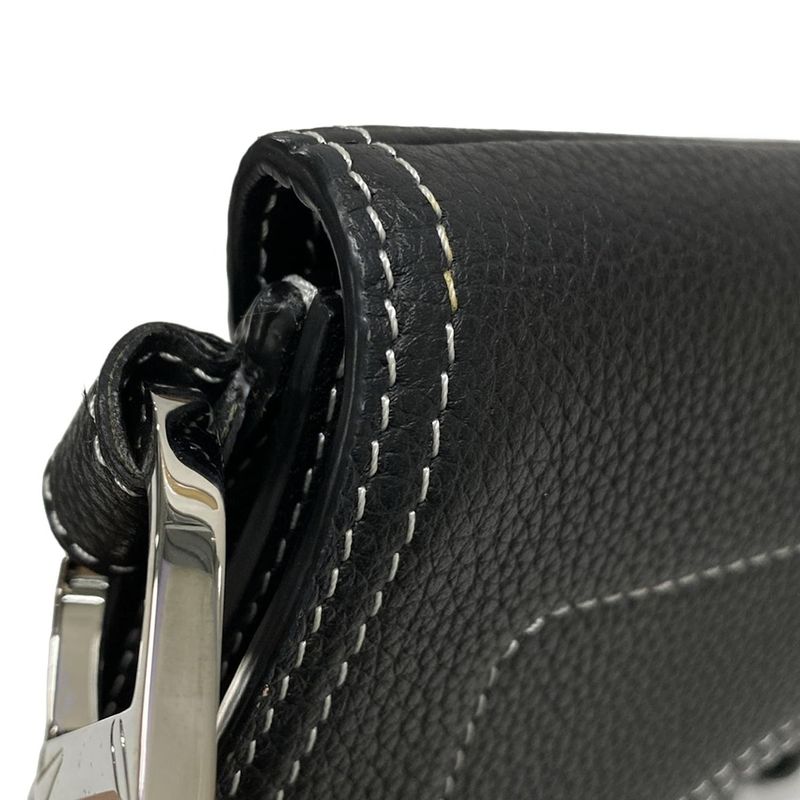 Dior/christian Dior Beautiful Clutch Bag Saddle Bag Black Leather