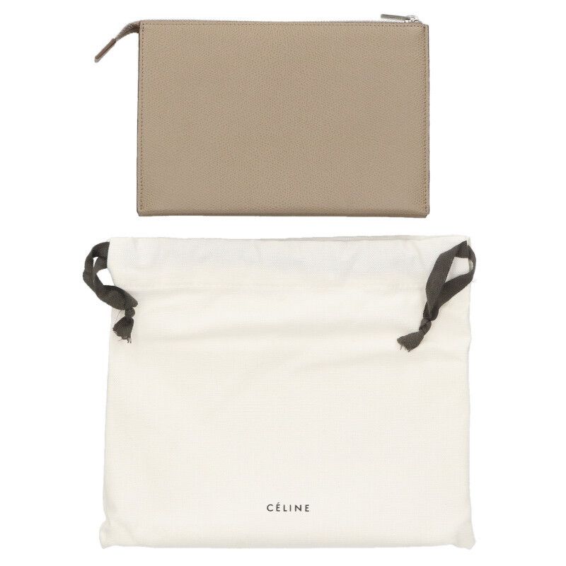 Celine TRIO Logo Leather Clutch Bag Men's