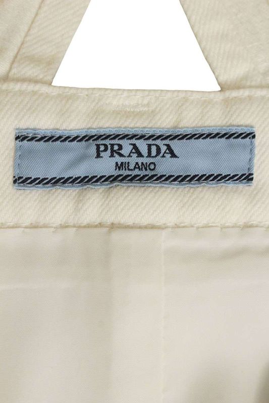 Prada Gfa139 Triangle Logo Plate Denim Skirt Overalls Women 36