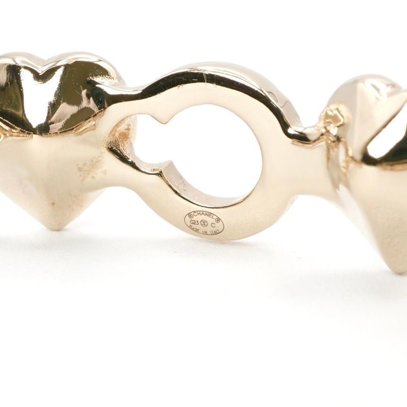 Chanel Bracelet Bangle Cuff Gold Black Logo Heart Pearl Rhinestone