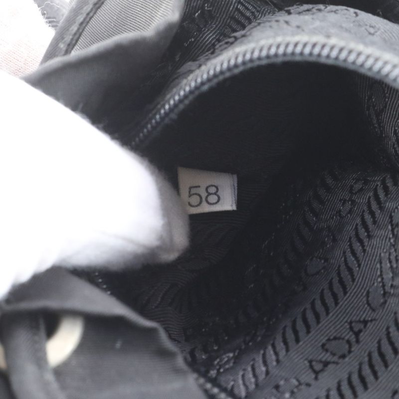 Prada Tessuto Nylon Triangle Logo Leather Backpack Sac Shoulder Bag Black Women