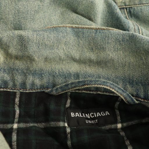 Balenciaga Asymmetrical Padded Denim Jacket G Jean XS Indigo Blue 662747 DO - OS