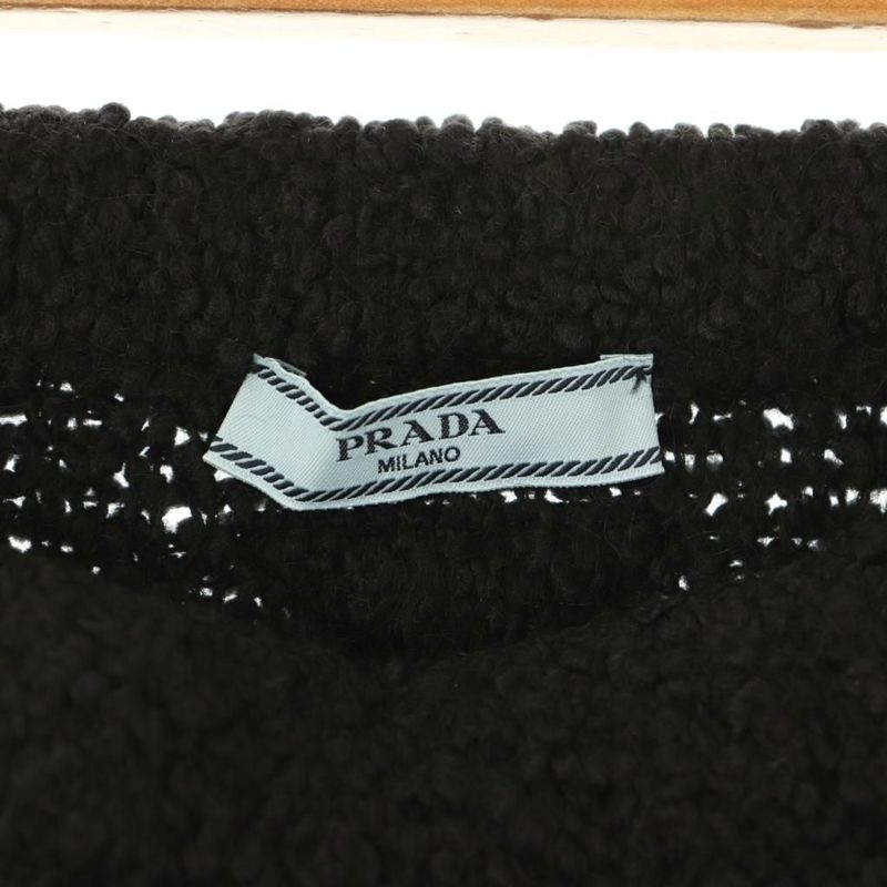 Prada 23 21455 Back Triangle Boucle Cles Knit Skirt Trapezoidal Mohair Blend 38