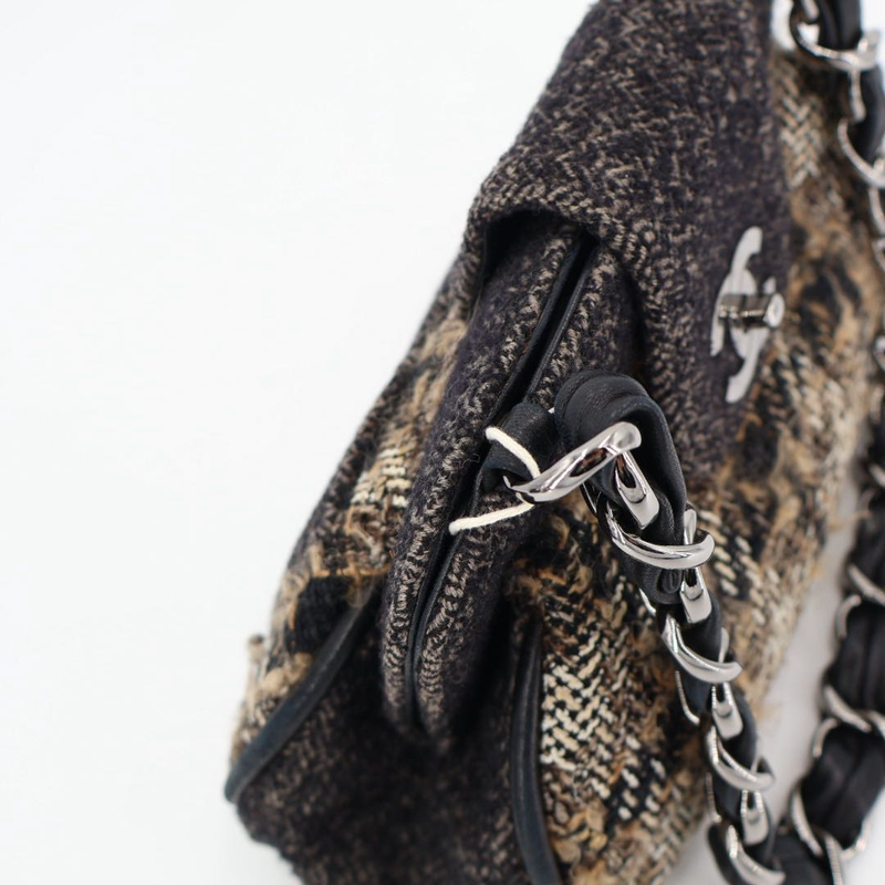 Chanel Coco Mark Tweed And Leather Chain Shoulder Bag