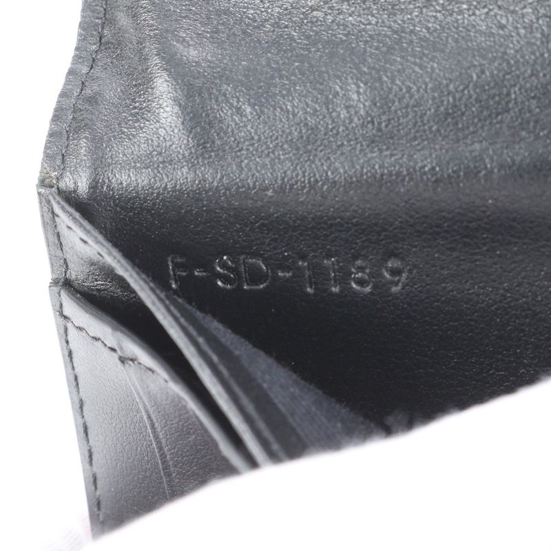 Celine Leather Long Wallet Fold Long Wallet Black Billfold Genuine Leather