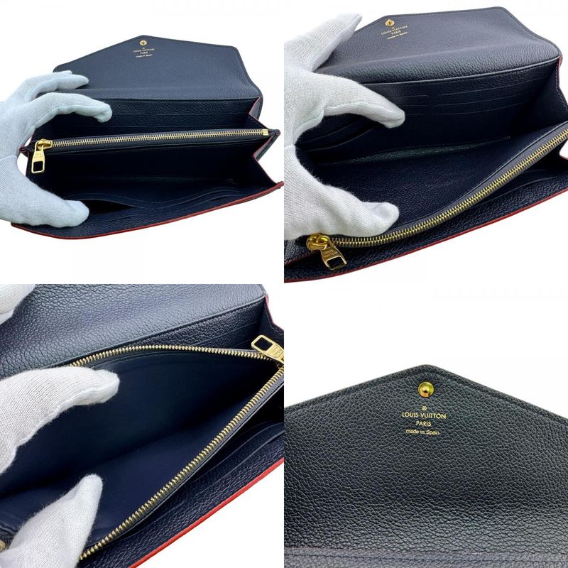 Louis Vuitton M62125 Flap Fold Portefeuille Sarah Long Wallet Marine Rouge Women