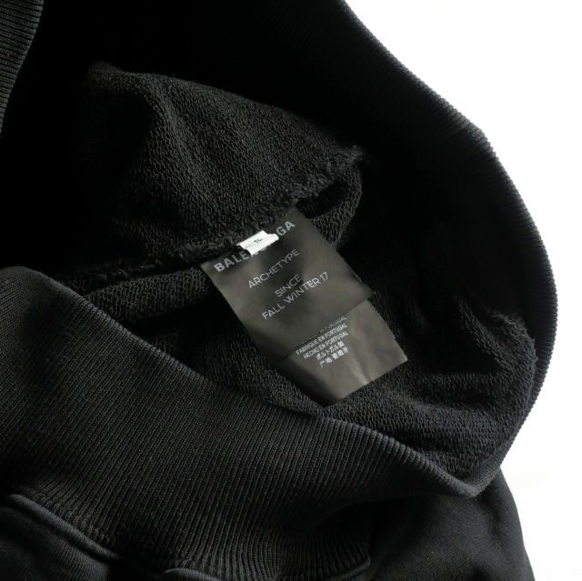 Balenciaga 17AW Back Logo Pullover Hoodie Sweatshirt Hoodie Long Sleeve S Black