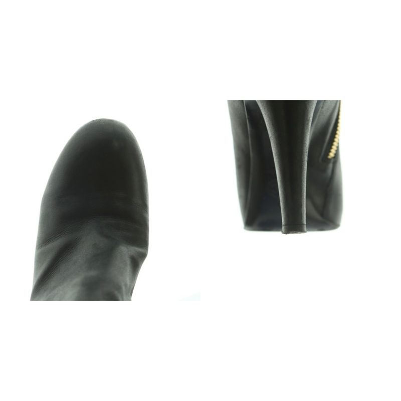 Chanel Short Boots Pearl Heel 39C 24.5cm (9.65in) Black MI - OS