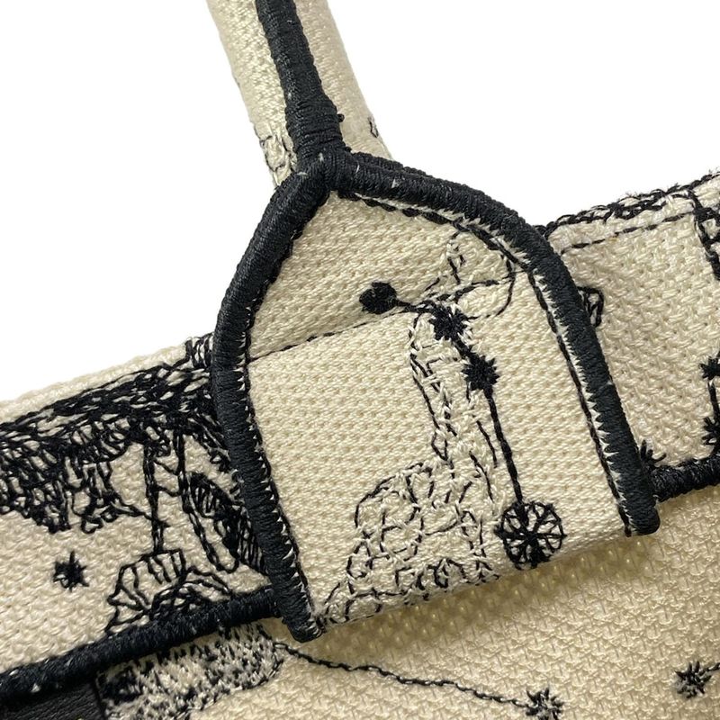 DIOR Christian Dior Tote Bag Book Tote Small Bag White And Black Dior Zodiac