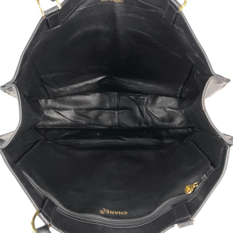 Chanel Coco Mark Chain Tote Bag Shoulder Bag Tote Leather Black Women