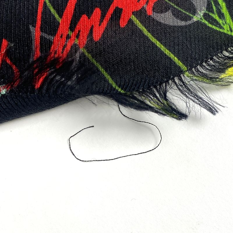 Louis Vuitton Etoile Monogram Eclipse Foliage Flower Shawl Cotton Silk Black