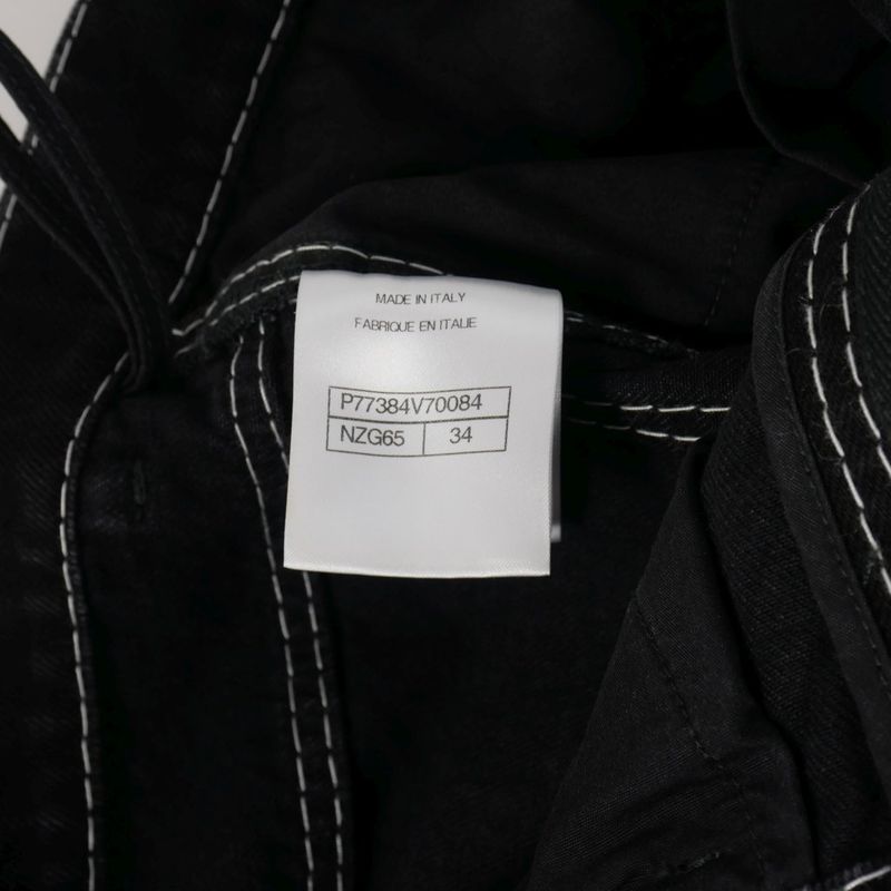 Chanel 24AW Coconage White Stitch Denim Straight 34 Black P77384 V70084