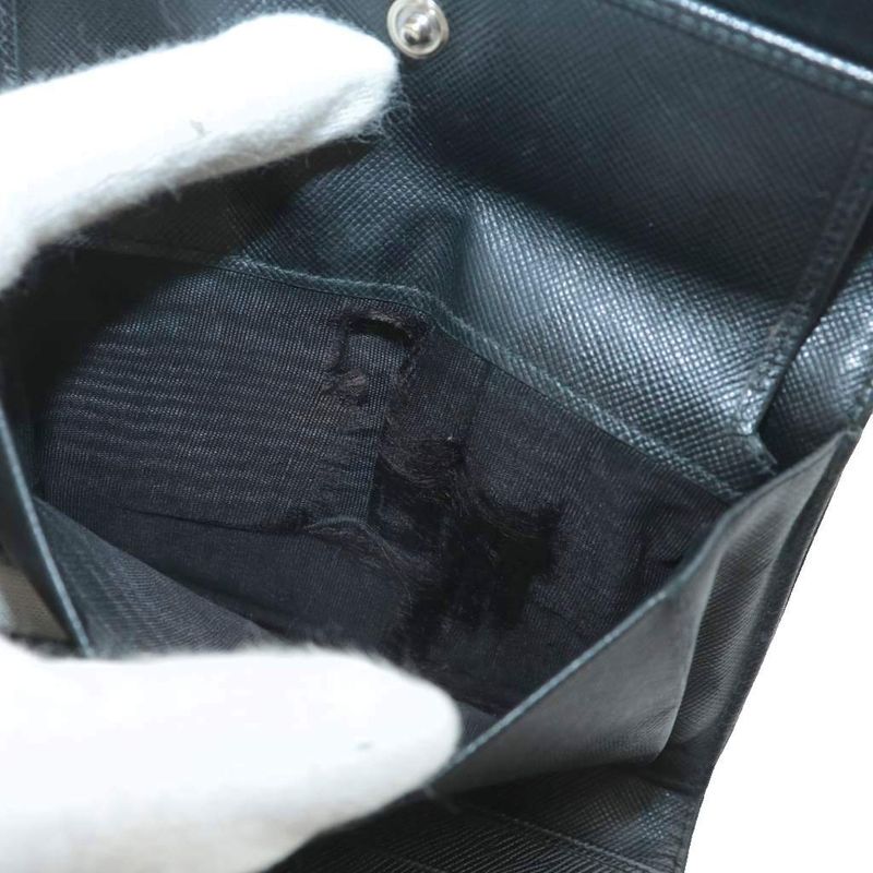 Prada Wallet Trifold Nylon Leather Triangle Logo Plate Black XZ - GY11