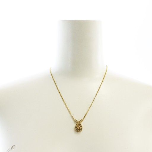 Christian DIOR Necklace Accessories Pendant Logo Rhinestone Gold Color - GY18