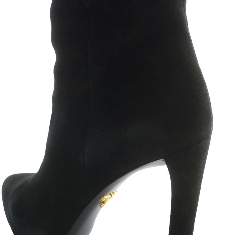 Prada Long Boots Suede Pointed Toe High Heel Side Zip 35 22cm (8.66in) Black XZ