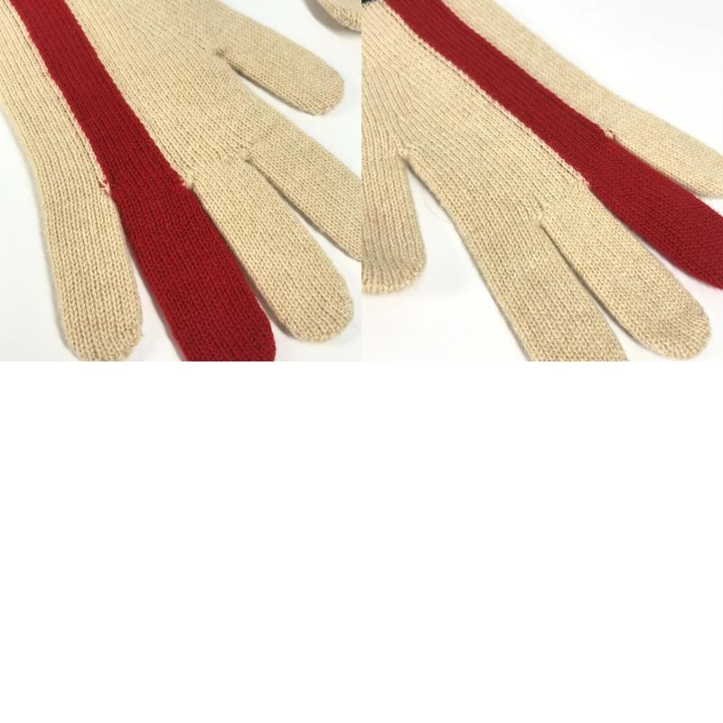 Hermes Gloves Striped Long Gloves Cashmere Beige