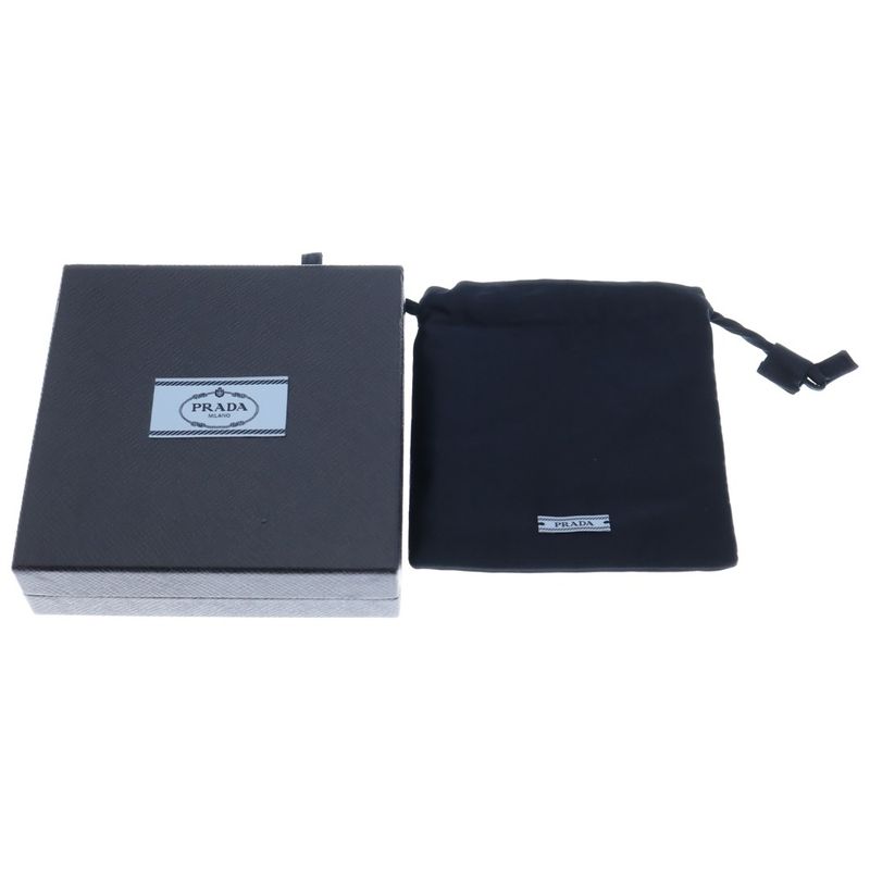 Prada Triangle Logo Necklace Pendant Chain Gold And Black Enamel And Metal