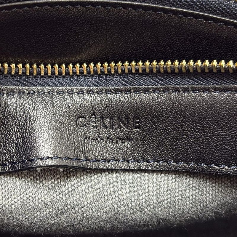 Celine Shoulder Bag Trio Dark Navy Leather