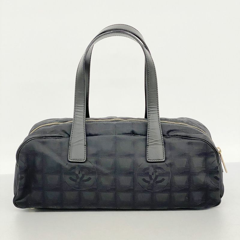 Chanel Handbag New Travel Nylon Black Chien Pan Gold Hardware Women's