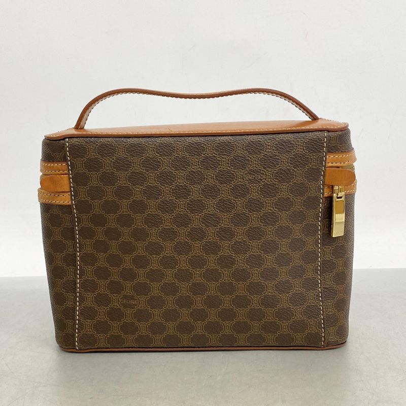 Celine Vanity Bag Macadam PVC Brown Gold Hardware Women