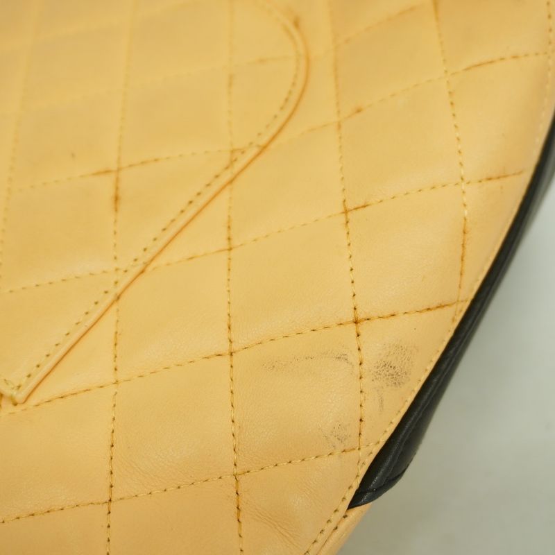 Chanel Tote Bag Cambon Lambskin Beige Black Silver Hardware Women's