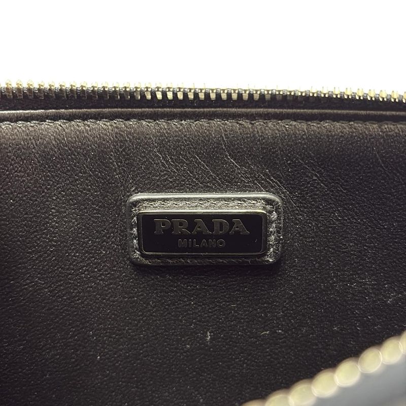 Prada Clutch Bag - Dark Navy And Orange Shape Stamped Leather