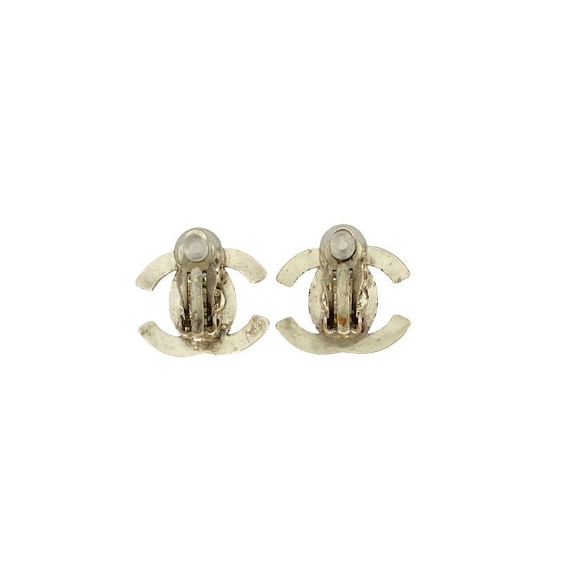 Chanel Vintage Coco Mark Turnlock Motif Plated Earrings Accessory 95A
