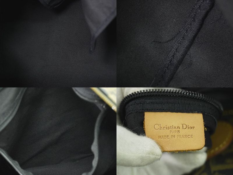 Authentic Christian DIOR Trotter Boston Bag Handbag Travel Bag Canvas Beige