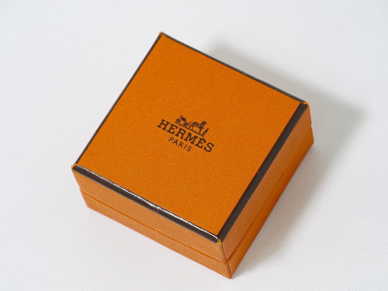 Authentic Hermes H Cube Earrings Metal Silver Hardware Orange Accessories