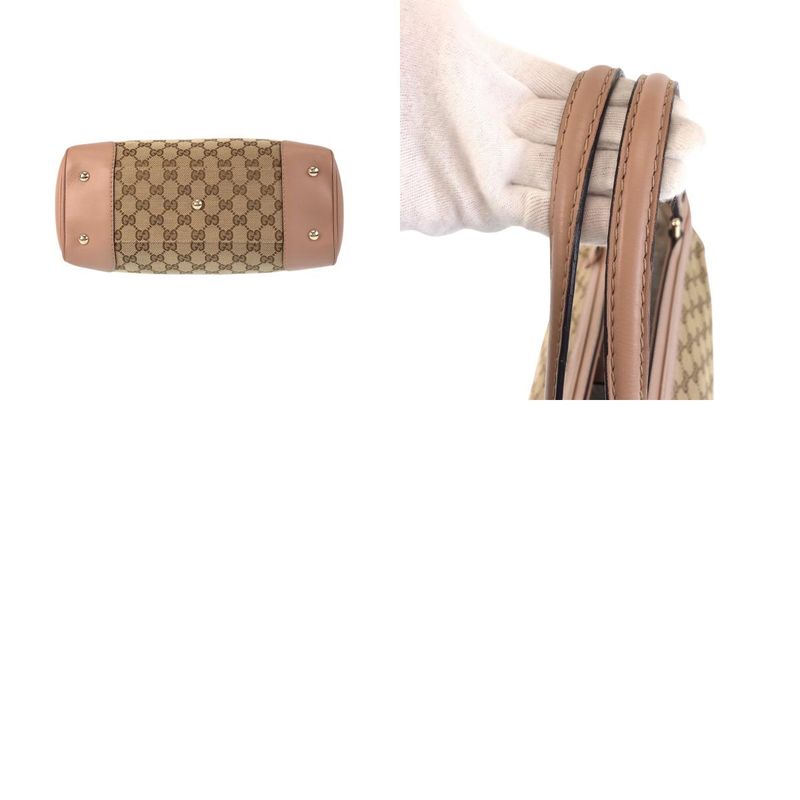 Gucci Mayfair Beige Pink GG Canvas Leather 257061 Tote Bag Shoulder Bag Women