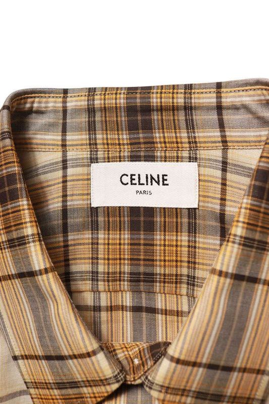 Celine 25AW 2c9820w22 Triomphe Loose Checked Long Sleeve Shirt Men's 41
